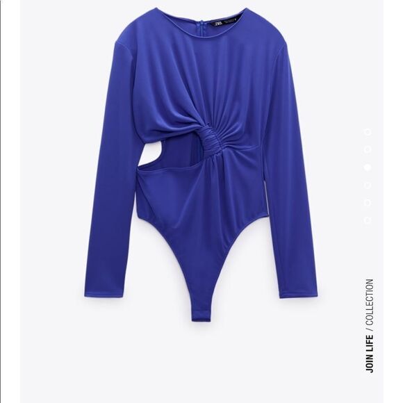 Zara knotted cutout blue bodysuit - Picture 3 of 4